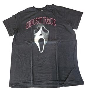 Ghost Face Halloween Spooky Scary Graphic Tee Black T-Shirt Men's Size L 3597